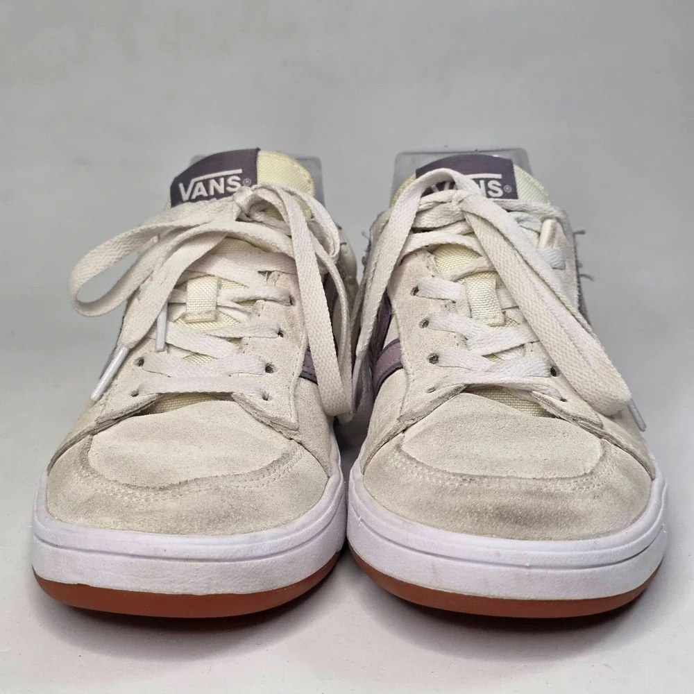 Vans Lowland Comfycush Sneakers Women's 8 Cream White Suede Skate Low Top Shoes